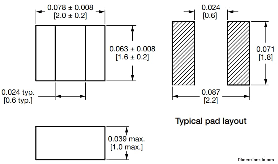Mechanical Drawing - Vishay / Dale IHLL-0806AZ-1Z  Power Inductors